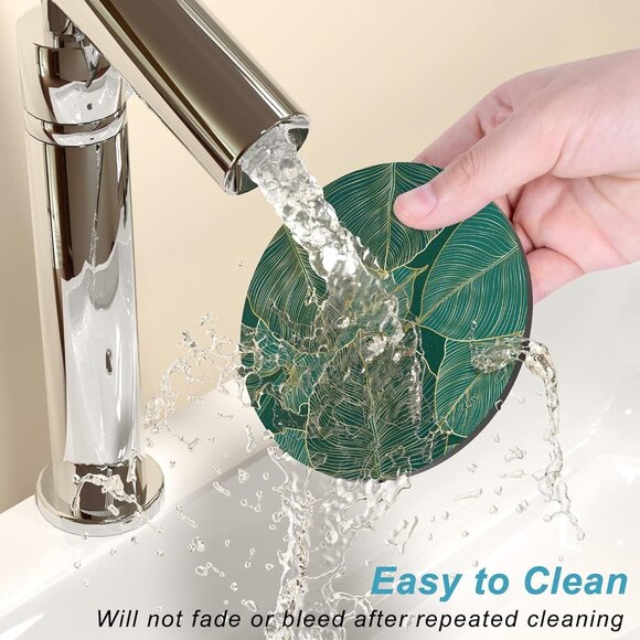 Coasters for Drinks, Set of 6 Cute Absorbent Rubber Drink Coasters for Cup with - Picture 7 of 7